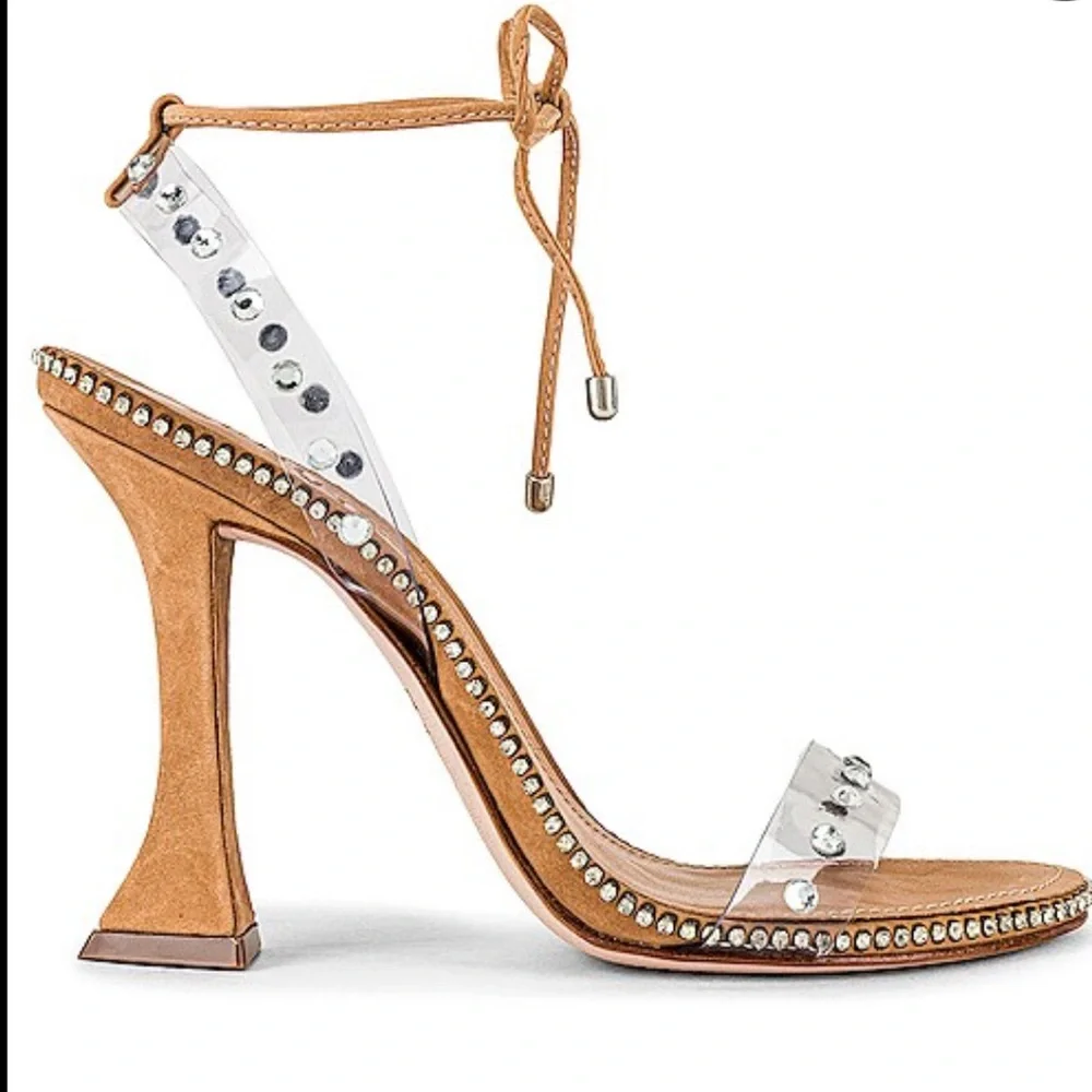 SCHUTZ RHEA SANDAL HONEY BEIGE CRYSTAL STRAPPY HEELS SHOES 8
